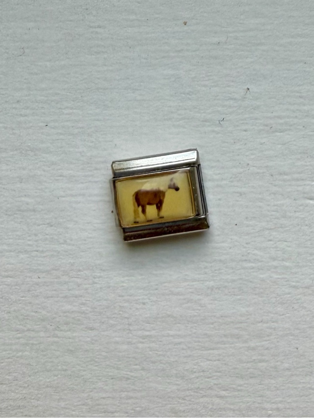 Small Silver Italian Charm with Horse Image